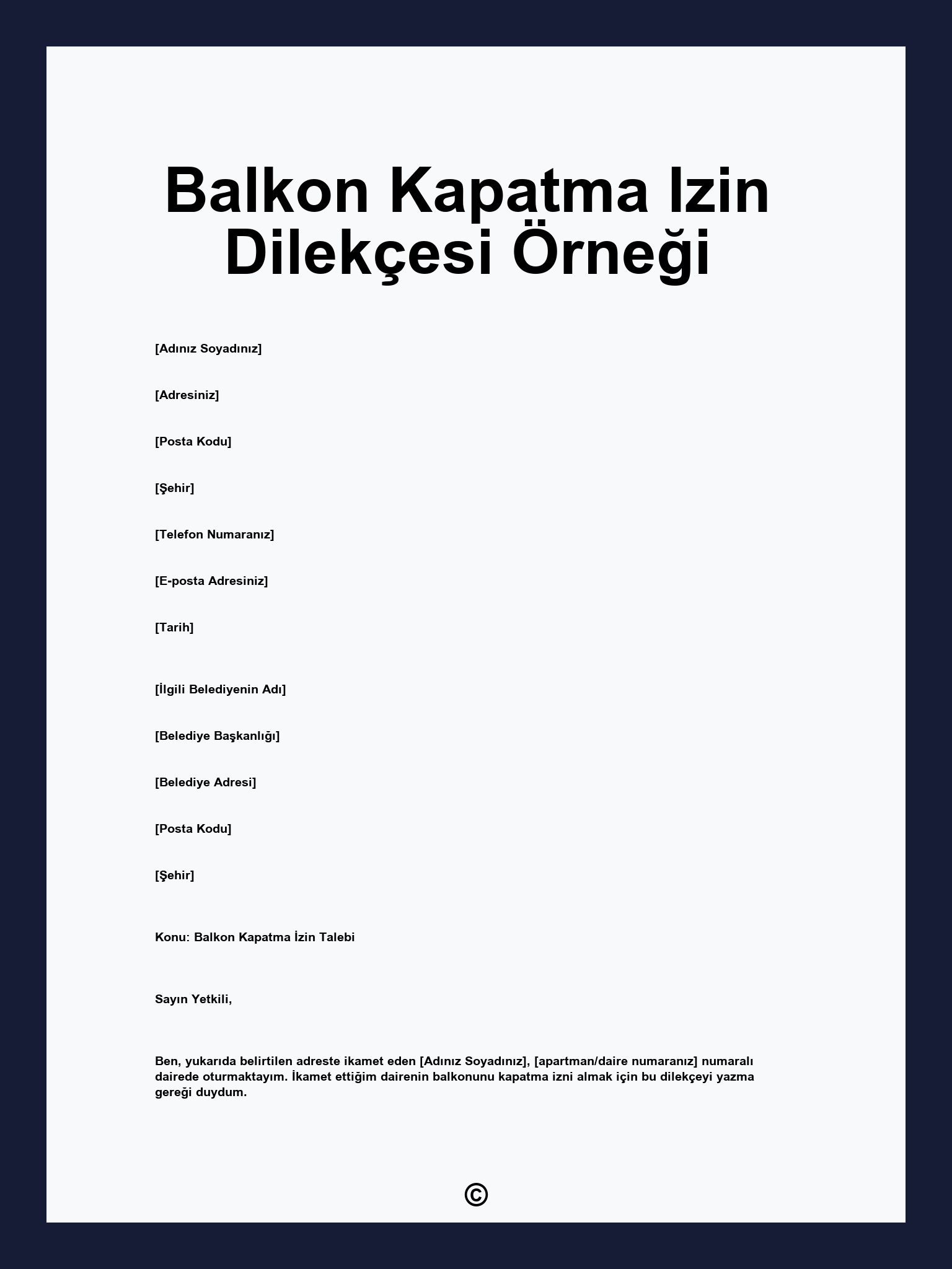 Balkon Kapatma Izin Dilekçesi Örneği