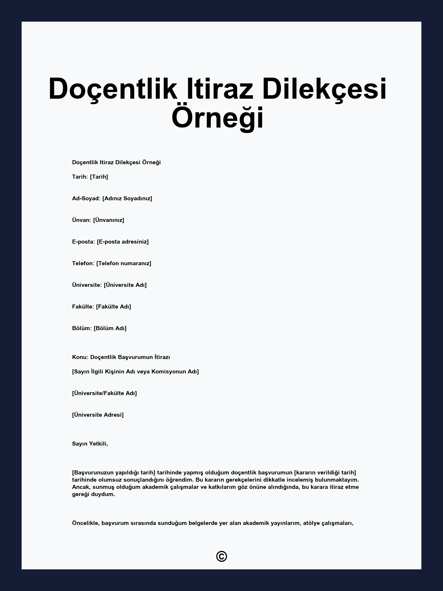 Doçentlik Itiraz Dilekçesi Örneği