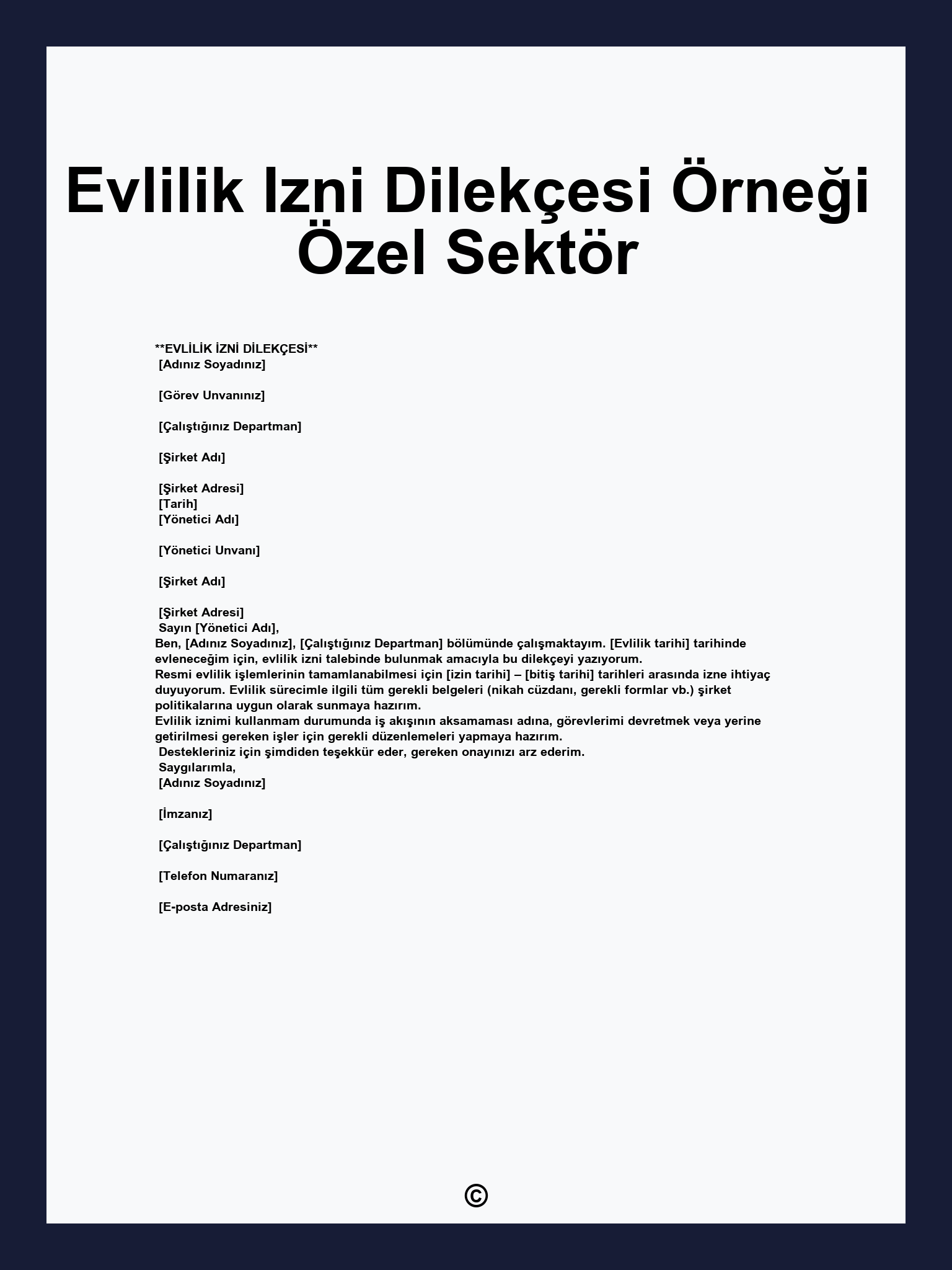 Evlilik Izni Dilekçesi Örneği Özel Sektör