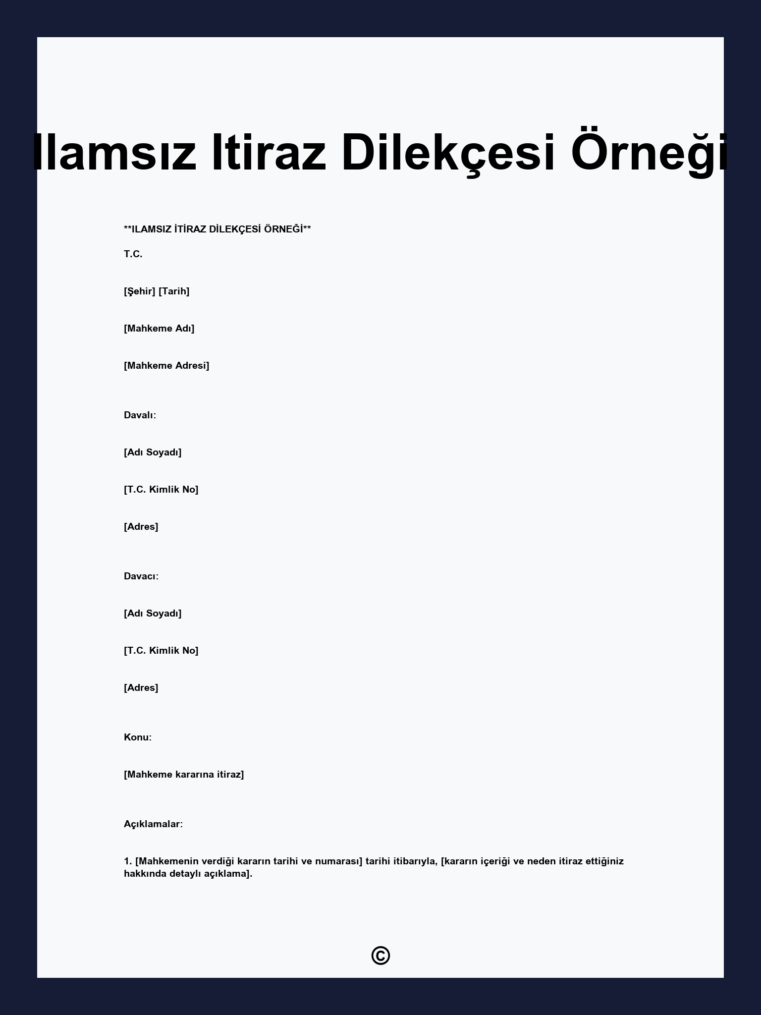 Ilamsız Itiraz Dilekçesi Örneği
