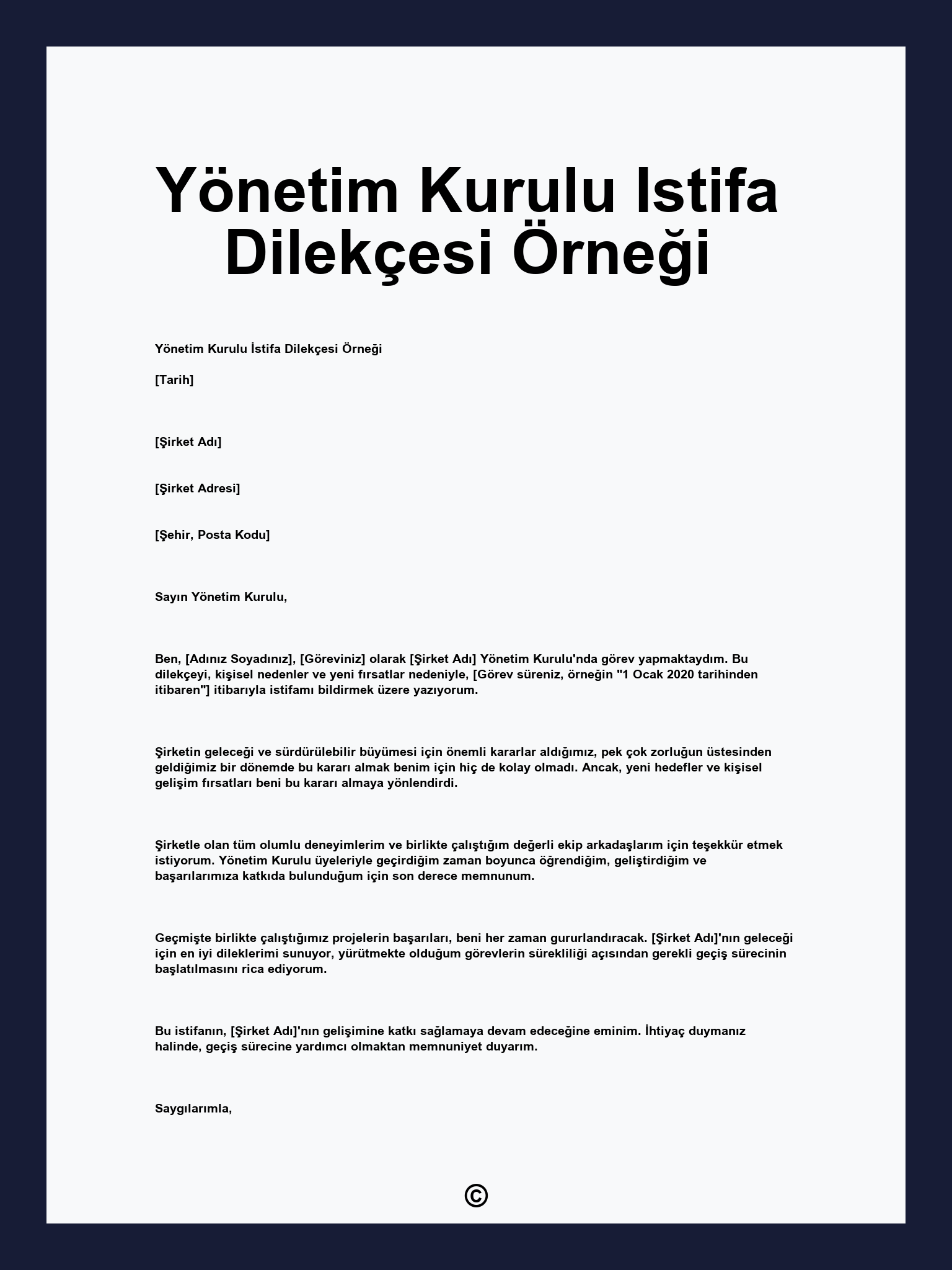 Yönetim Kurulu Istifa Dilekçesi Örneği